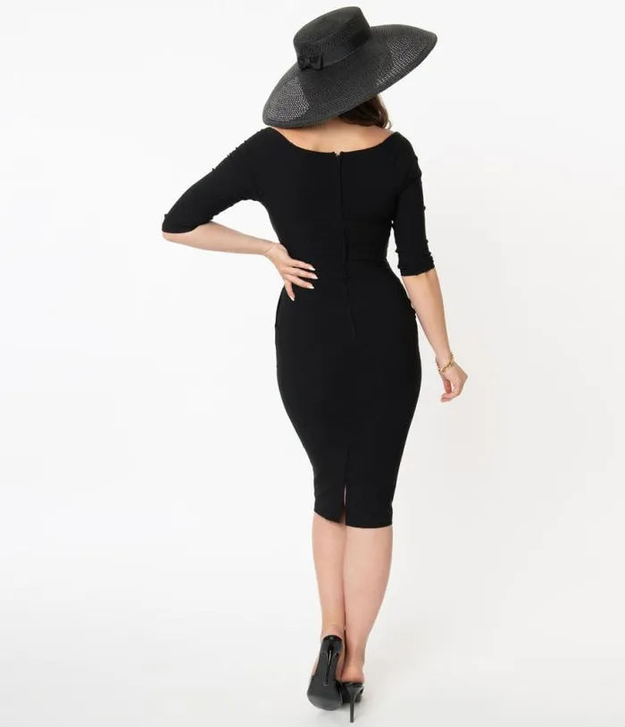 Black Shailene Pencil Dress Dresses Unique Vintage Pencil