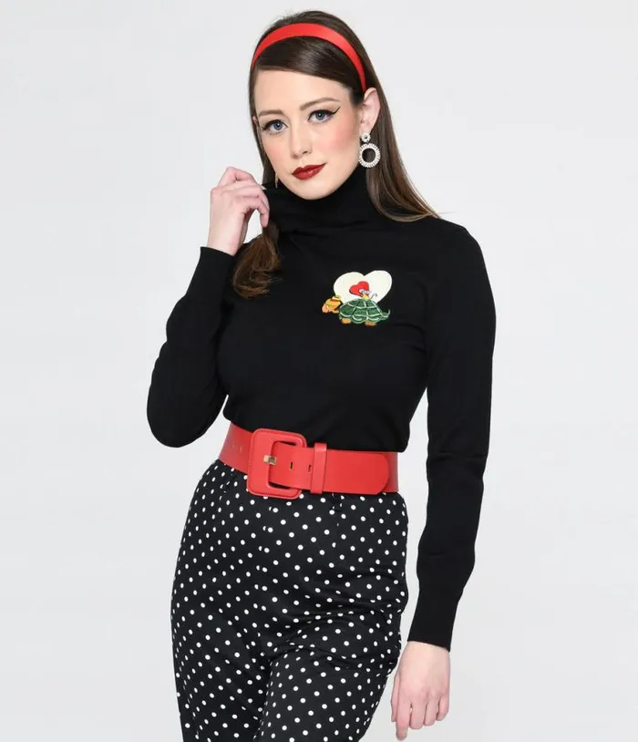 Black Slowpoke Turtleneck Sweater Clothing Unique Vintage Sweaters and Cardigans Black Slowpoke Turtleneck Sweater Clothing Unique Vintage Sweaters and Cardigans