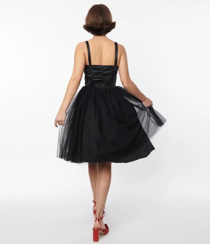 Black Tulle Swing Dress Dresses Unique Vintage Fit and Flare