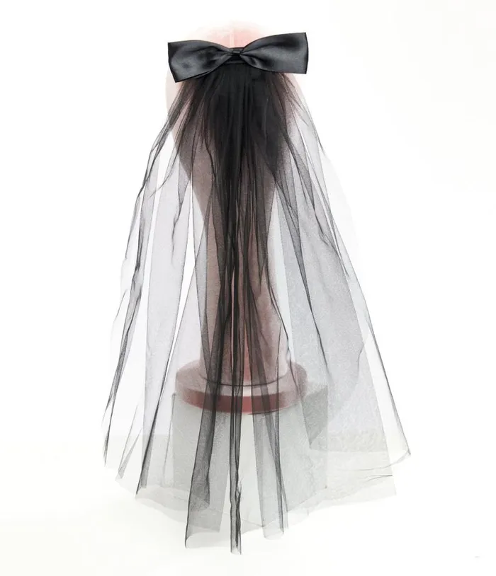 Black Veil Bow Hair Clip AccessoriesHalloween Unique Vintage Accessories