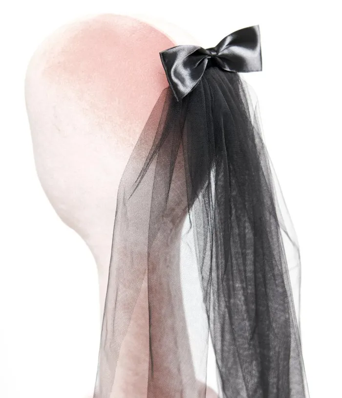 Black Veil Bow Hair Clip AccessoriesHalloween Unique Vintage Accessories