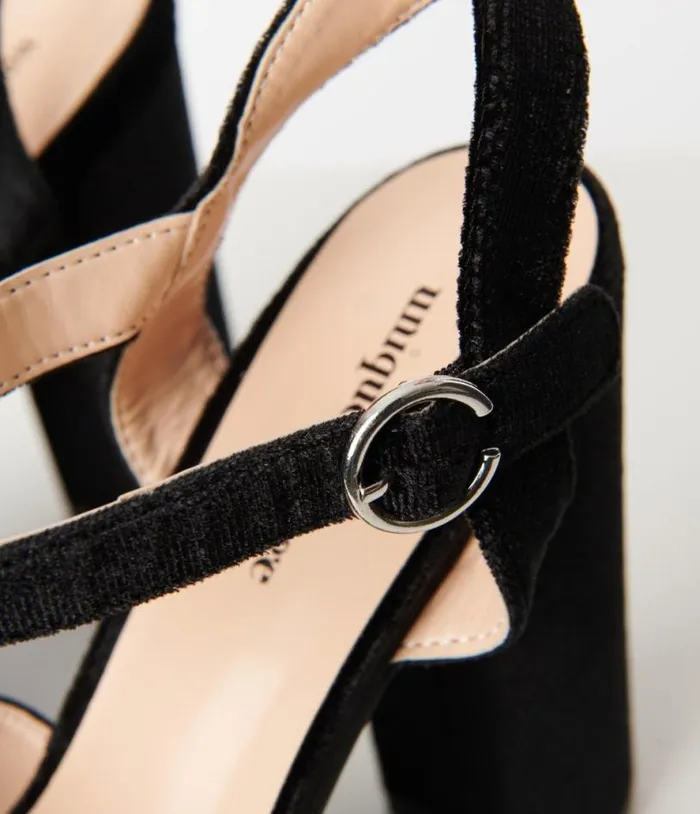 Black Velvet Platform Heels Shoes Unique Vintage Heels