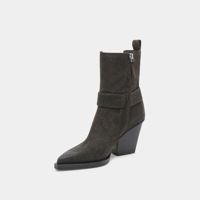Boots and Booties Shop Dolce Vita Bounty Boots Onyx Embossed Suede Onyx Embossed Suede