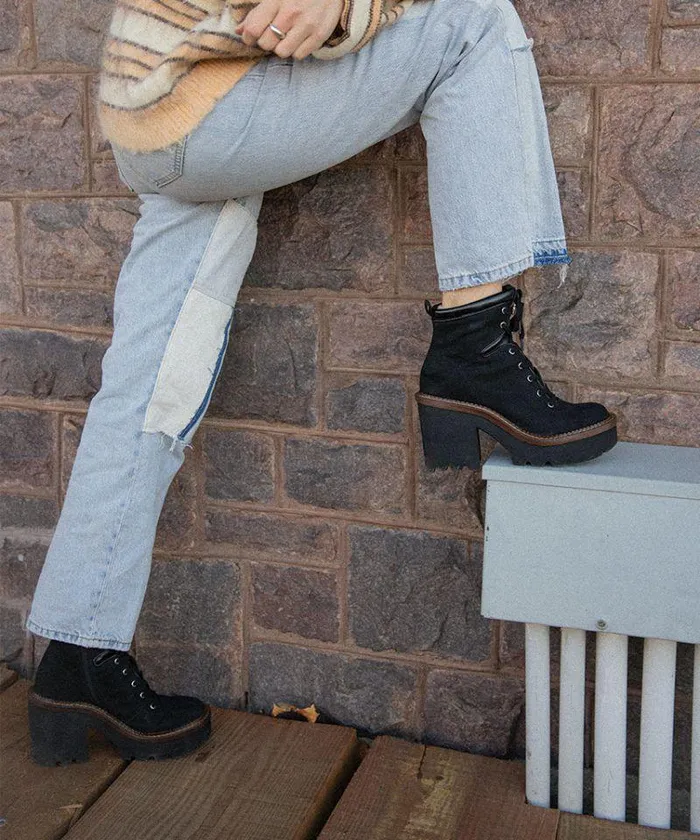 Boots and Booties Shop Dolce Vita Dommie Boots Black Nubuck Black Winter Platform Boots Black Nubuck