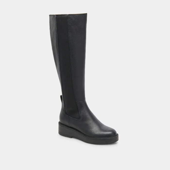 Boots and Booties Shop Dolce Vita Eamon H2o Black Leather Wide Calf Boots Waterproof Black Leather Boots Black Leather