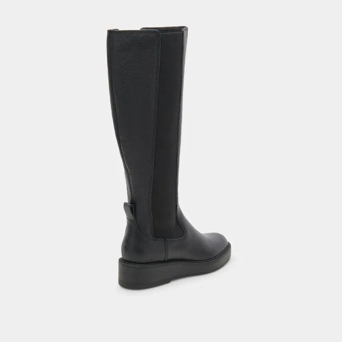 Boots and Booties Shop Dolce Vita Eamon H2o Black Leather Wide Calf Boots Waterproof Black Leather Boots Black Leather