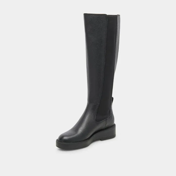 Boots and Booties Shop Dolce Vita Eamon H2o Black Leather Wide Calf Boots Waterproof Black Leather Boots Black Leather