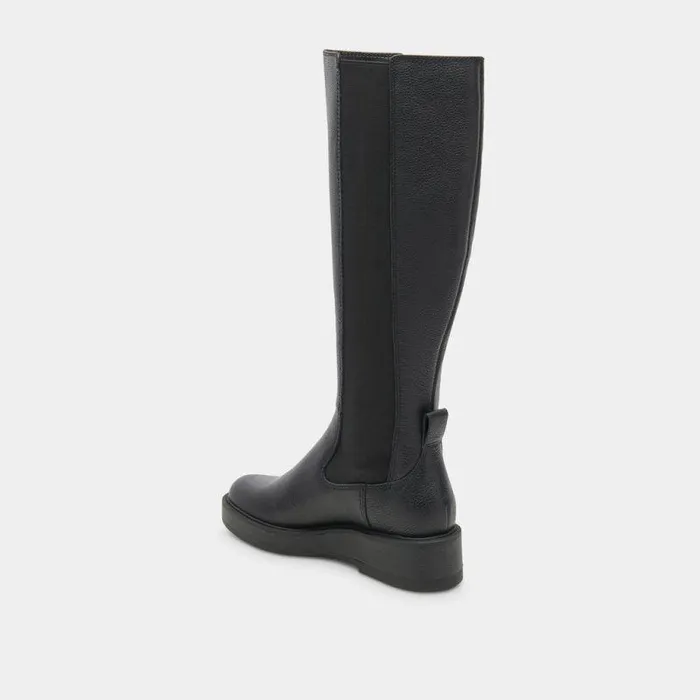 Boots and Booties Shop Dolce Vita Eamon H2o Black Leather Wide Calf Boots Waterproof Black Leather Boots Black Leather