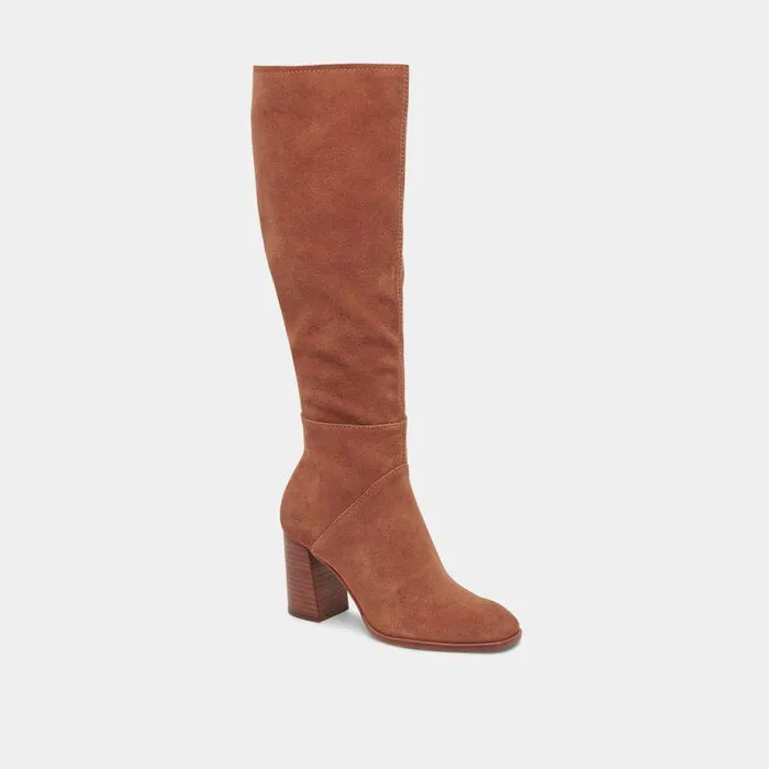 Boots and Booties Shop Dolce Vita Fynn Wide Calf Boots Dk Brown Suede Brown Suede Kneehigh Boots Dk Brown Suede