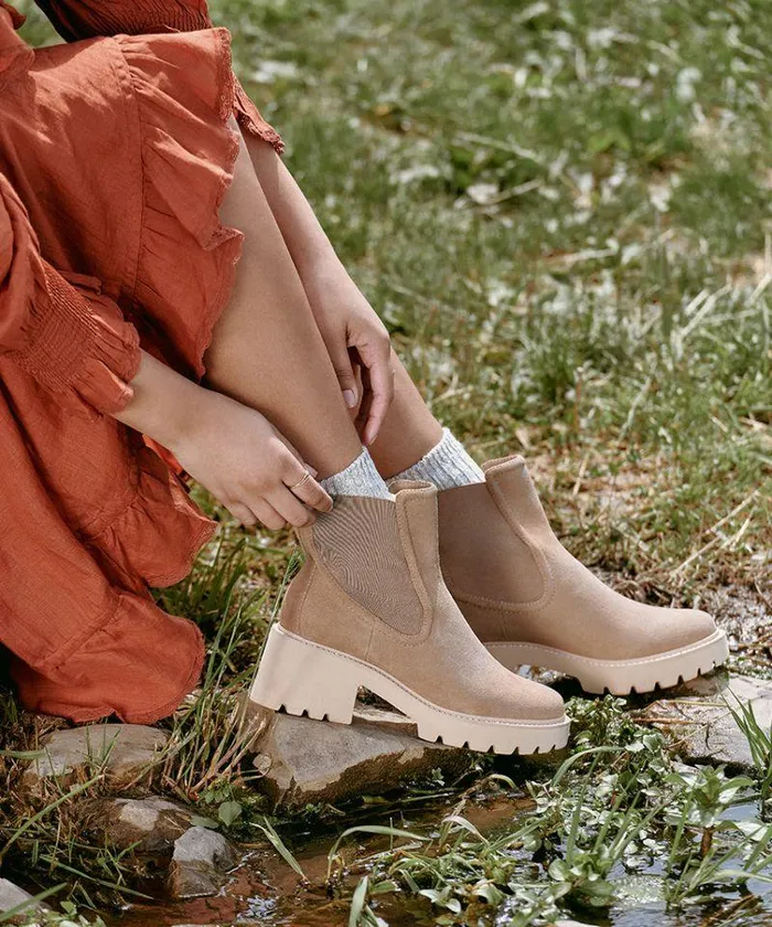 Boots and Booties Shop Dolce Vita Hawk H20 Wide Booties Mushroom Suede Mushroom Suede H2o