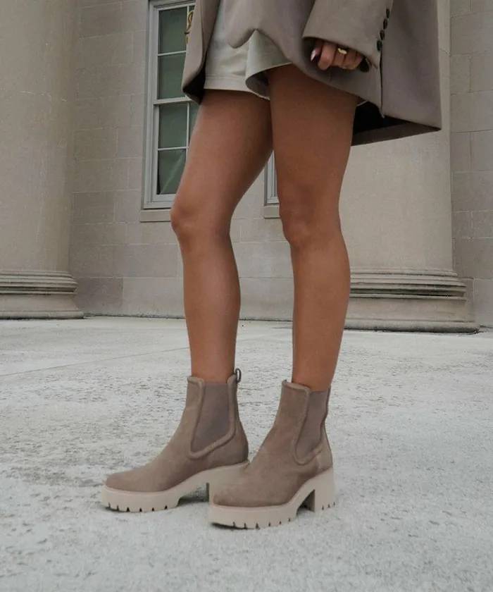 Boots and Booties Shop Dolce Vita Hawk H20 Wide Booties Mushroom Suede Mushroom Suede H2o