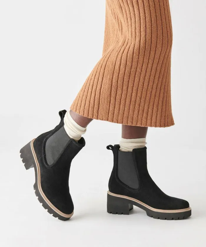 Boots and Booties Shop Dolce Vita Hawk H20 Wide Booties Onyx Suede Onyx Suede H2o