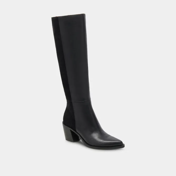 Boots and Booties Shop Dolce Vita Kristy Boots Black Leather Women039s Luxe Kneehigh Black Boots Black Leather