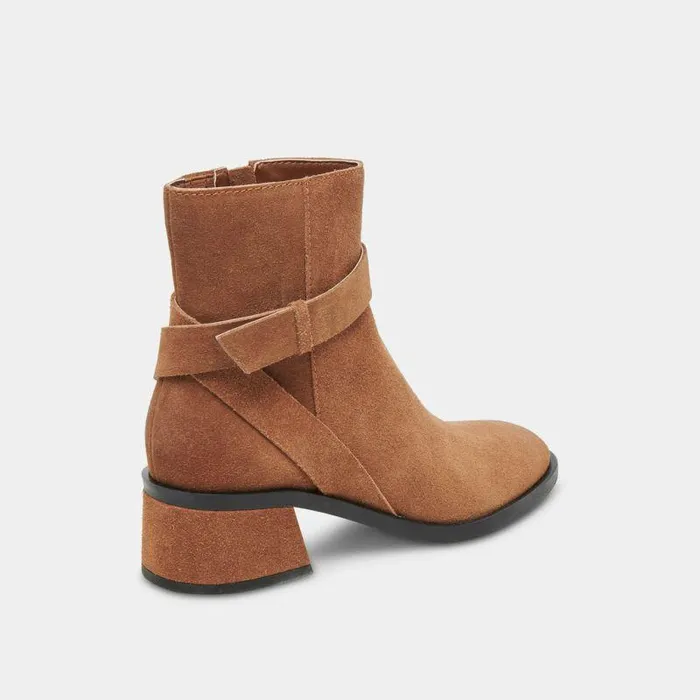 Boots and Booties Shop Dolce Vita Leland Booties Brown Suede Brown Suede Block Heel Booties Brown Suede