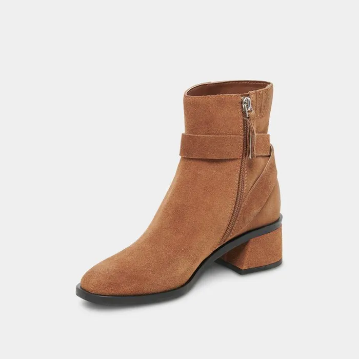 Boots and Booties Shop Dolce Vita Leland Booties Brown Suede Brown Suede Block Heel Booties Brown Suede