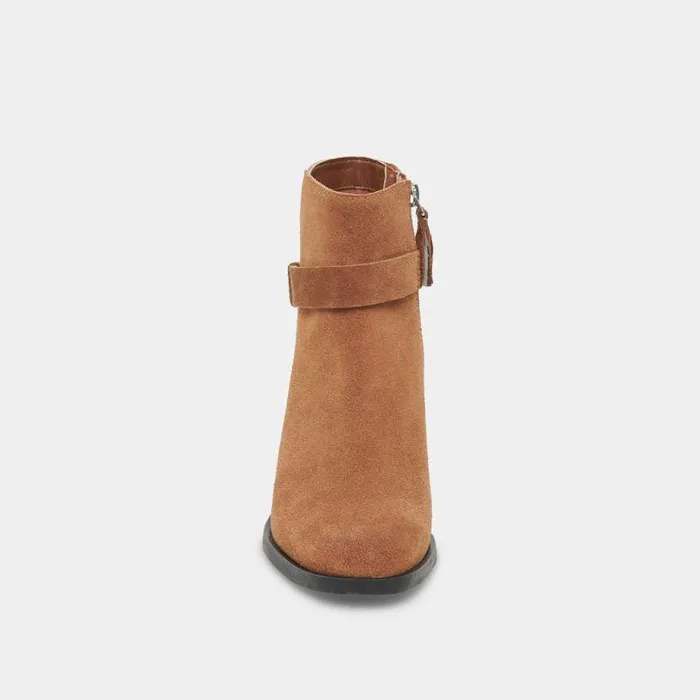 Boots and Booties Shop Dolce Vita Leland Booties Brown Suede Brown Suede Block Heel Booties Brown Suede