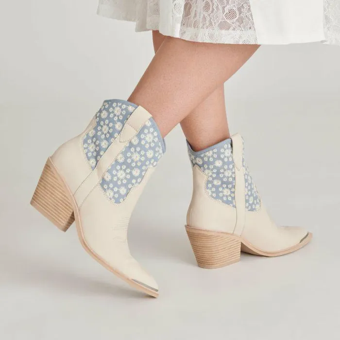 Boots and Booties Shop Dolce Vita Nashe Booties Blue Floral Nubuck Blue Floral Nubuck