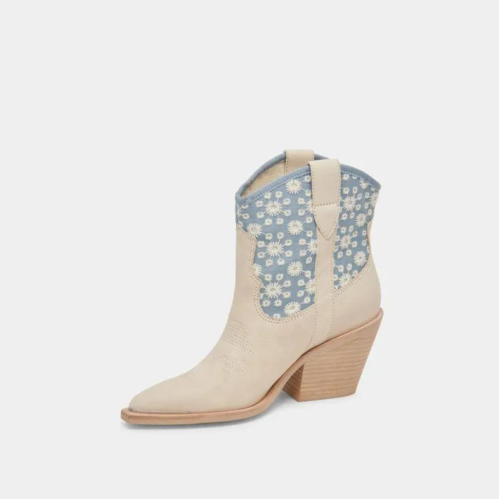Boots and Booties Shop Dolce Vita Nashe Booties Blue Floral Nubuck Blue Floral Nubuck