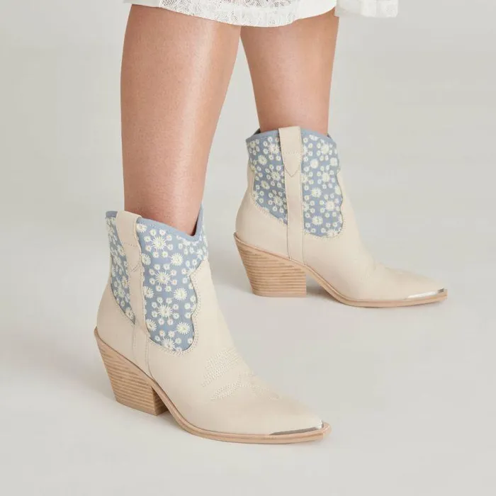 Boots and Booties Shop Dolce Vita Nashe Booties Blue Floral Nubuck Blue Floral Nubuck