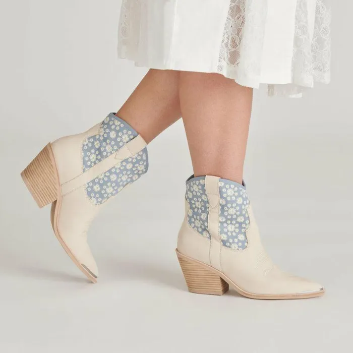 Boots and Booties Shop Dolce Vita Nashe Booties Blue Floral Nubuck Blue Floral Nubuck