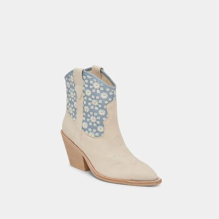 Boots and Booties Shop Dolce Vita Nashe Booties Blue Floral Nubuck Blue Floral Nubuck