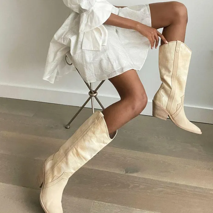 Boots and Booties Shop Dolce Vita Navene Booties Vanilla Nubuck Vanilla Nubuck Western Boots Vanilla Nubuck