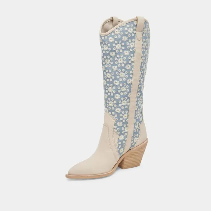 Boots and Booties Shop Dolce Vita Navene Boots Blue Floral Fabric Blue Floral Fabric