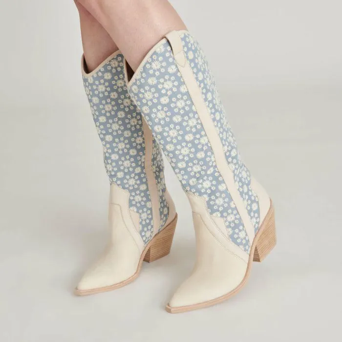 Boots and Booties Shop Dolce Vita Navene Boots Blue Floral Fabric Blue Floral Fabric