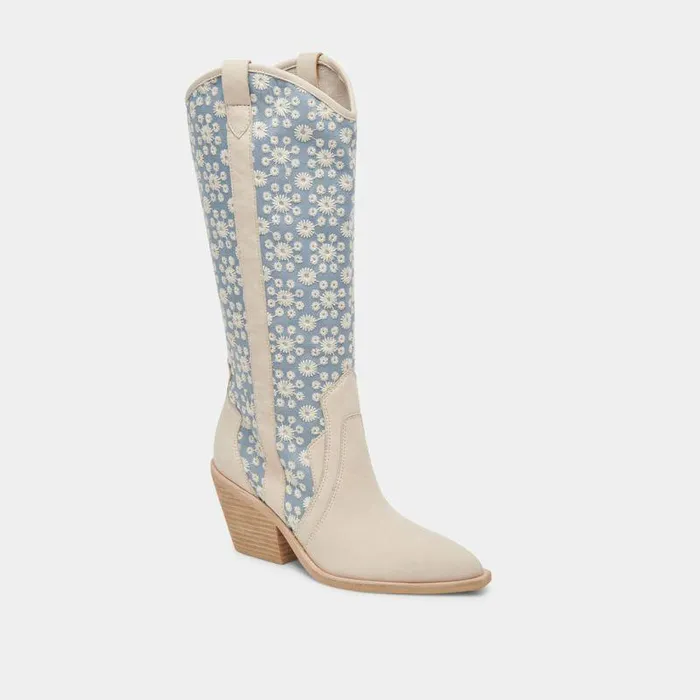 Boots and Booties Shop Dolce Vita Navene Boots Blue Floral Fabric Blue Floral Fabric