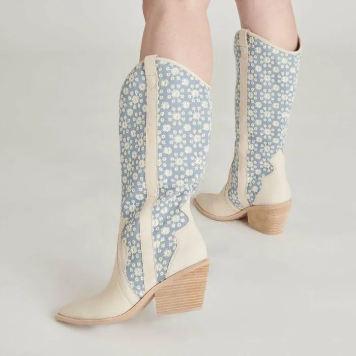 Boots and Booties Shop Dolce Vita Navene Boots Blue Floral Fabric Blue Floral Fabric