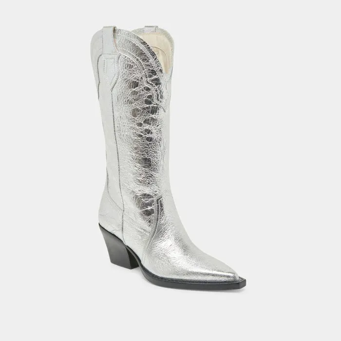 Boots and Booties Shop Dolce Vita Rasima Boots Silver Distressed Leather Silver Distressed Leather