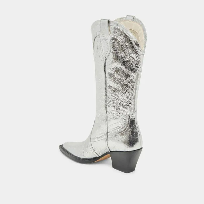 Boots and Booties Shop Dolce Vita Rasima Boots Silver Distressed Leather Silver Distressed Leather