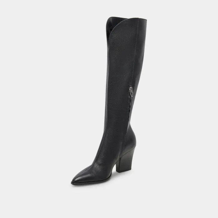 Boots and Booties Shop Dolce Vita Rocky Boots Black Leather Black Leather Kneehigh Boots Black Leather