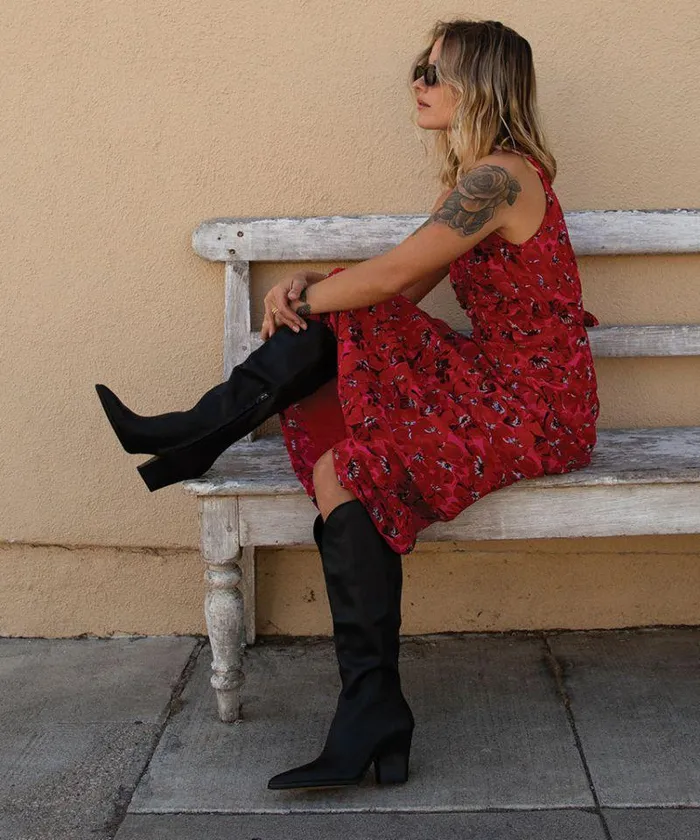 Boots and Booties Shop Dolce Vita Rocky Boots Black Leather Black Leather Kneehigh Boots Black Leather