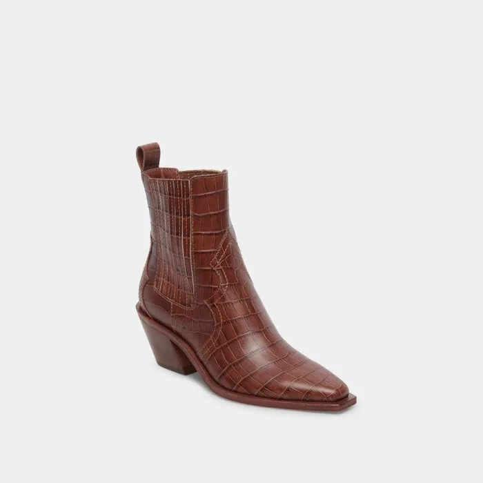 Boots and Booties Shop Dolce Vita Senna Booties Walnut Embossed Leather Women039s Leather Cowboy Boots Walnut Embossed Leather