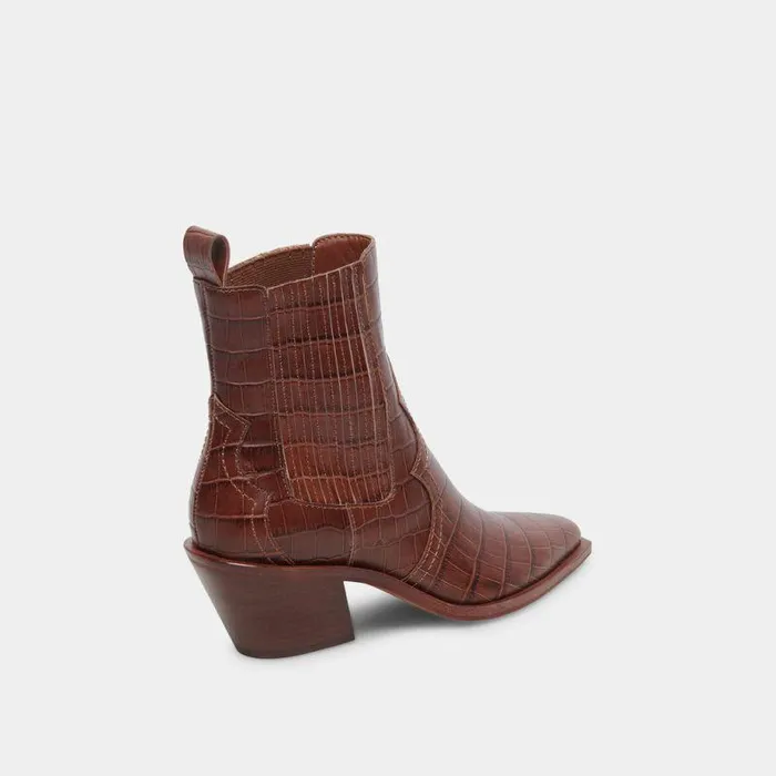 Boots and Booties Shop Dolce Vita Senna Booties Walnut Embossed Leather Women039s Leather Cowboy Boots Walnut Embossed Leather