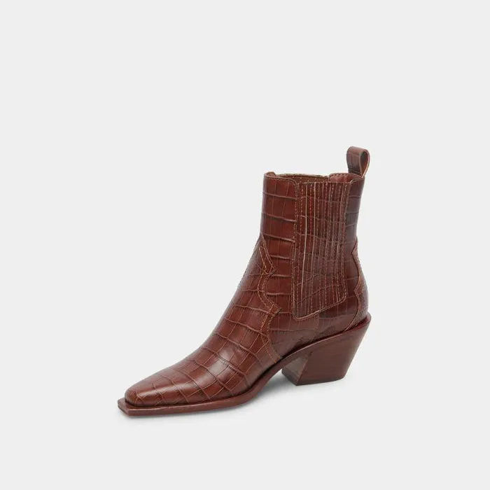 Boots and Booties Shop Dolce Vita Senna Booties Walnut Embossed Leather Women039s Leather Cowboy Boots Walnut Embossed Leather