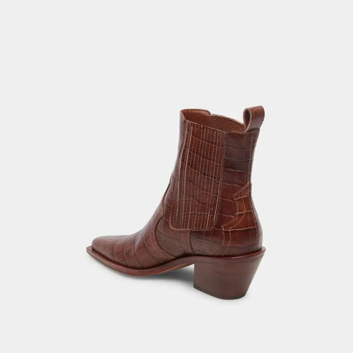 Boots and Booties Shop Dolce Vita Senna Booties Walnut Embossed Leather Women039s Leather Cowboy Boots Walnut Embossed Leather