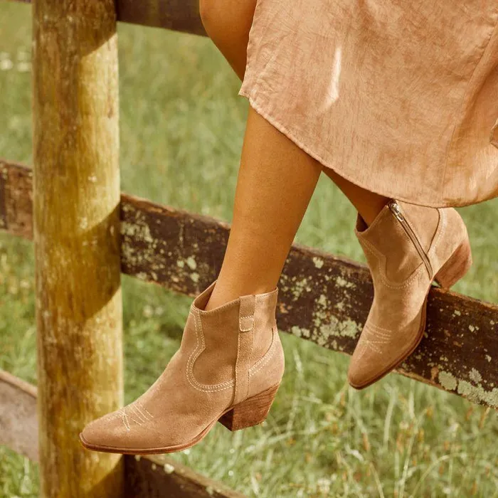 Boots and Booties Shop Dolce Vita Silma Booties Truffle Suede Truffle Suede