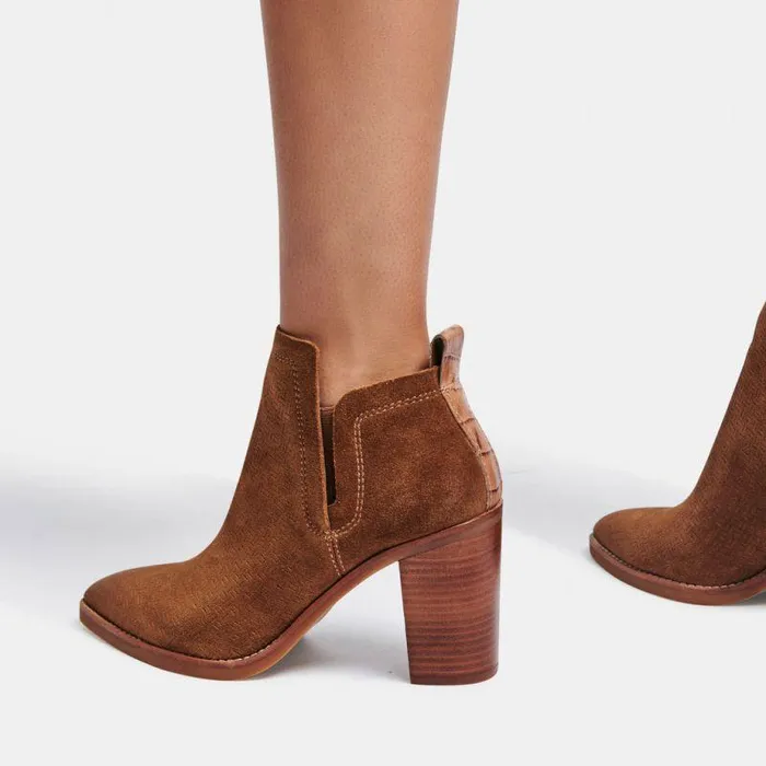 Boots and Booties Shop Dolce Vita Sirano Booties Dk Brown Suede Dk Brown Suede