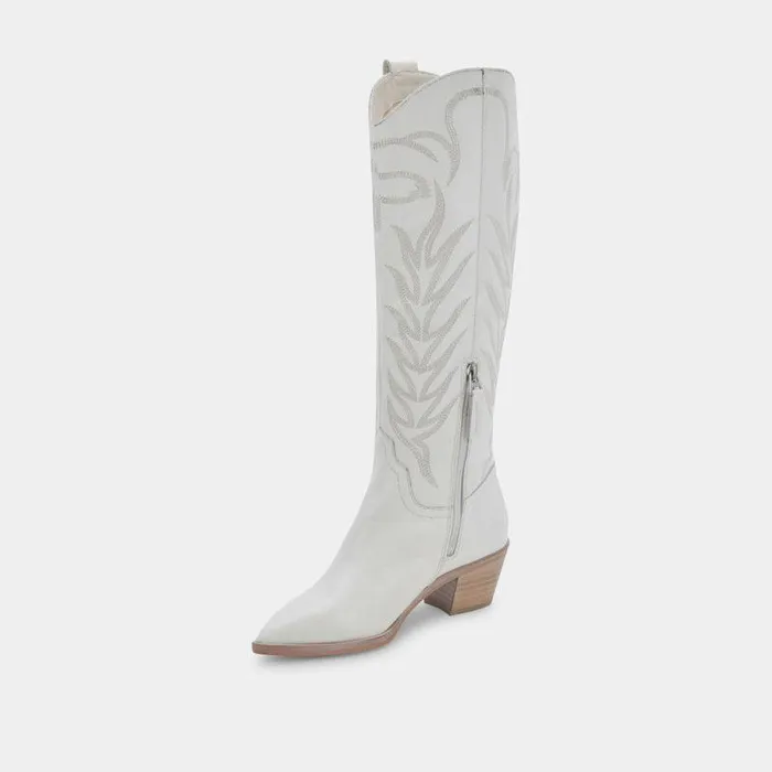 Boots and Booties Shop Dolce Vita Solei Boots White Leather White Leather Cowboy Boots White Leather