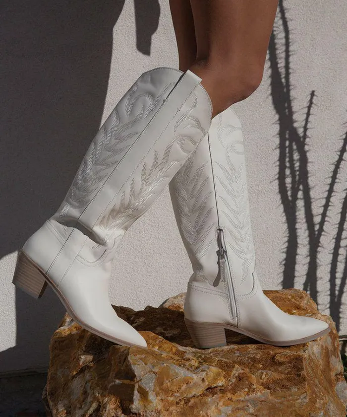 Boots and Booties Shop Dolce Vita Solei Boots White Leather White Leather Cowboy Boots White Leather