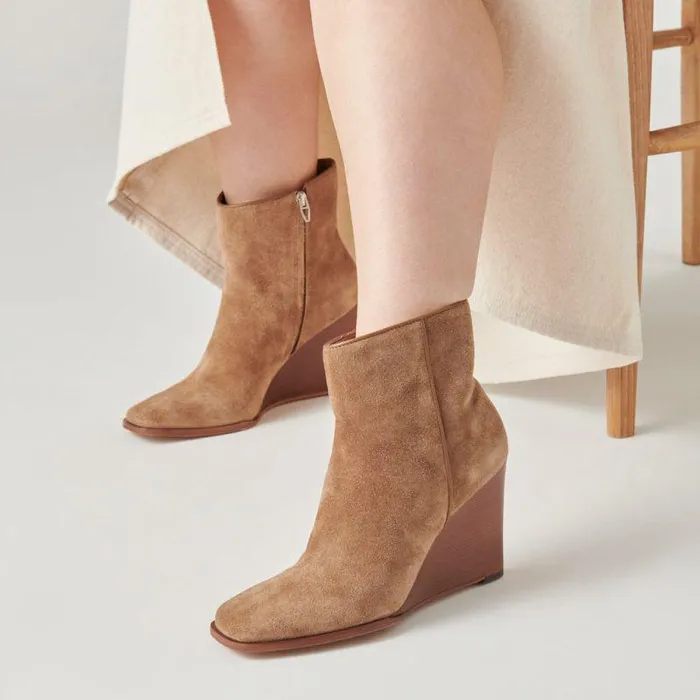 Boots and Booties Shop Dolce Vita Susann Wide Booties Chestnut Suede Chestnut Suede