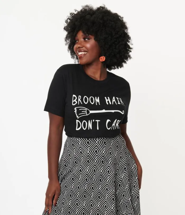 Broom Hair Unisex Graphic Tee ClothingHalloween Unique Vintage Graphic Tees