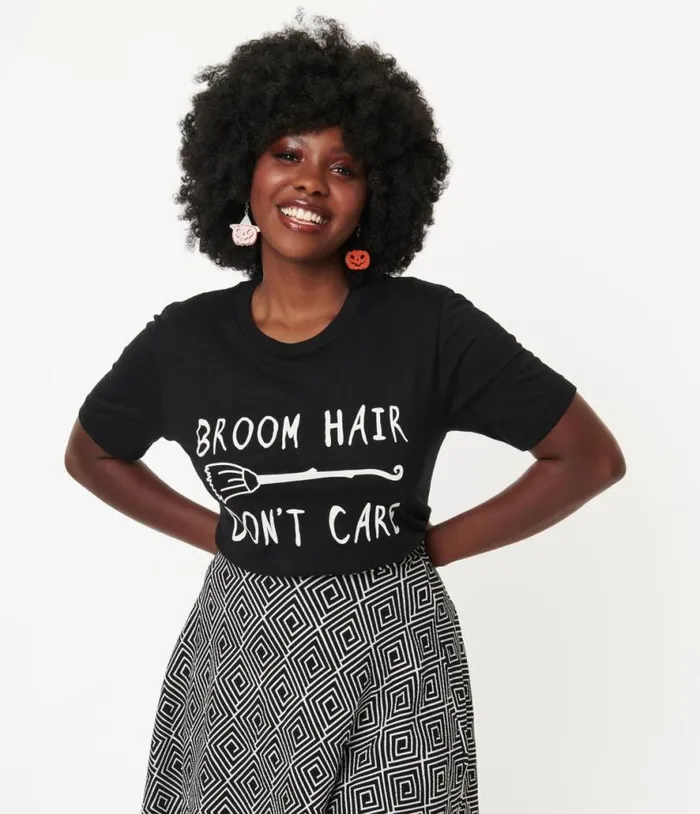 Broom Hair Unisex Graphic Tee ClothingHalloween Unique Vintage Graphic Tees