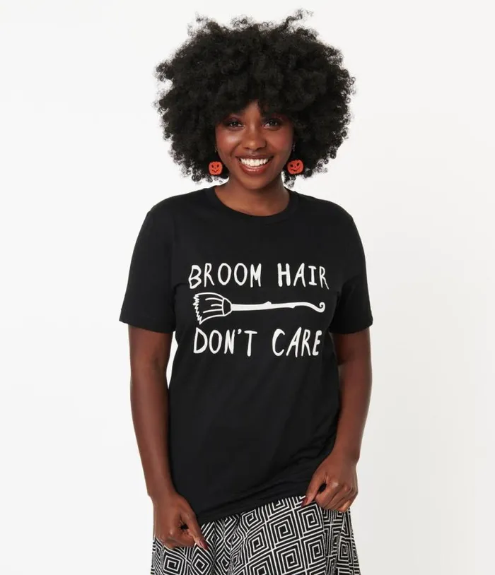 Broom Hair Unisex Graphic Tee ClothingHalloween Unique Vintage Graphic Tees