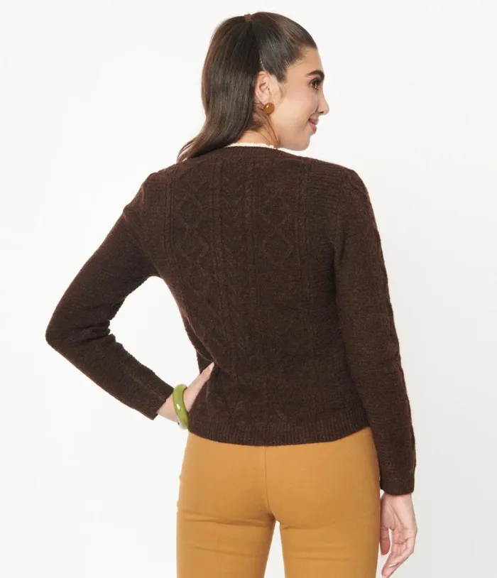 Brown and Sunflowers Cardigan Clothing Unique Vintage Sweaters and Cardigans