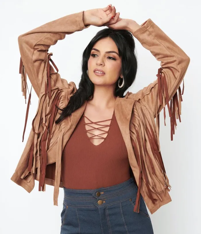 Brown Faux Suede Fringe Jacket Clothing Unique Vintage Coats and Jackets
