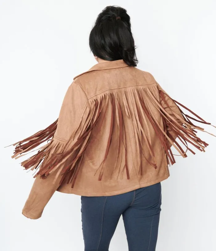Brown Faux Suede Fringe Jacket Clothing Unique Vintage Coats and Jackets