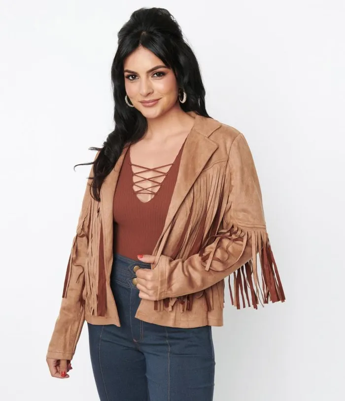 Brown Faux Suede Fringe Jacket Clothing Unique Vintage Coats and Jackets
